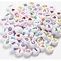 Letterkralen, afm 7 mm, gatgrootte 1,2 mm, wit, 25gr, circa 200 stuk