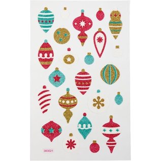 Glitter stickers, kerstballen, 10x16 cm