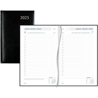 Bureelagenda "Daily" 1 dag per blad, 140x210mm, genaaid - Zwart