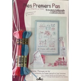 Borduurgaren + gratis patroon "Mes Premiers Pas - Message de fille"