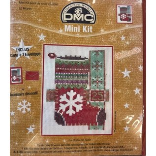 DMC Mini kit Telpakket - kaart + omslag + decoratie - Kerstsok
