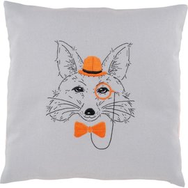 Borduurkussen Vos met oranje bril