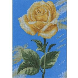 Borduurpakket - Yellow Rose on Blue - 20x28cm