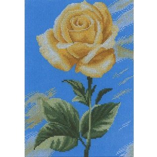 Borduurpakket - Yellow Rose on Blue - 20x28cm