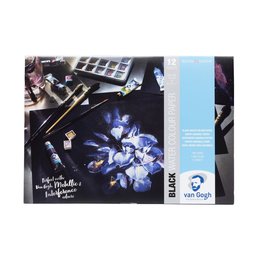 Zwart blok met aquarelverfpapier 12 vellen 360 g formaat 29,7 x 21 cm (A4)