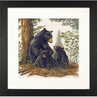 borduurpakket zwarte beer met jongen - 34x34cm