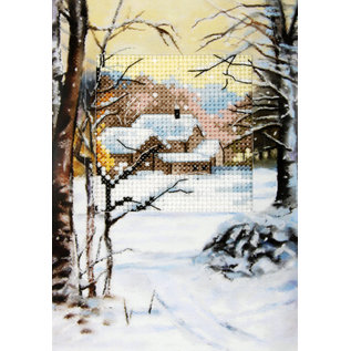 Kruissteekpakket kaart - House in the Snow - 10,5x15cm