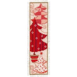 Telpakket - bladwijzer - Rode kerstbomen - ca. 6x20cm