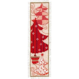 Telpakket - bladwijzer - Rode kerstbomen - ca. 6x20cm