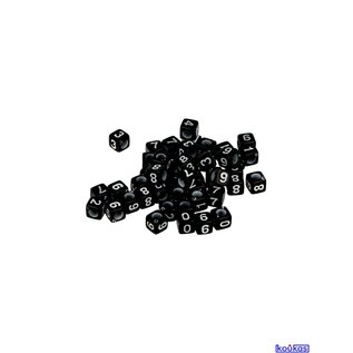Cijferkralen 6x6mm zwart-wit