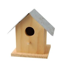 Vogelhuisje met metalen dak 13cm