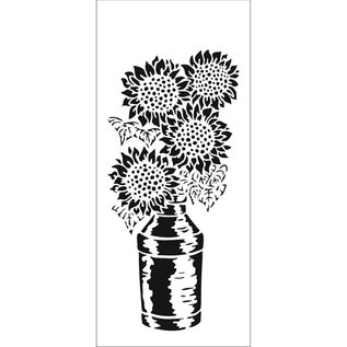 Slimline Stencil Sunflowers in Milk Pail 10,16x22,86cm