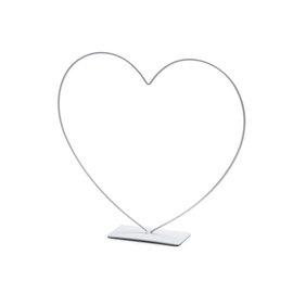 Metalen draadvorm hart op voet Wit 39cm
