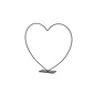 Metalen draadvorm hart op voet Zwat 39cm
