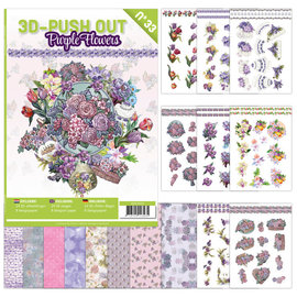 3D Push Out book 33 - Purple Flowers