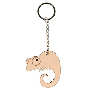 Houten sleutelhanger Kameleon 4,5x5x0.5cm