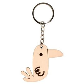 Houten sleutelhanger Vogel 6x5x0.5cm