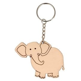 Houten sleutelhanger Olifant 6.2x5x0.5cm