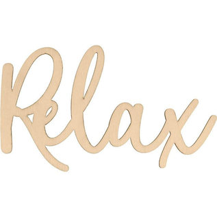 Houten woord "Relax"