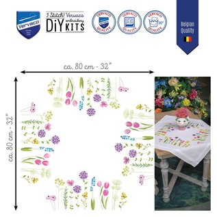 Tafelkleed kit Lentebloemen  ca. 80 x 80 cm