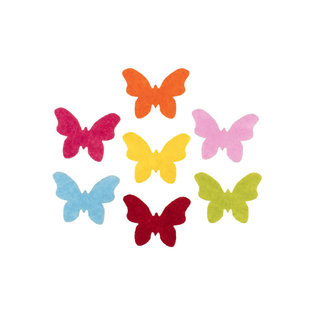 Vilten Vlinders 3cm mixed colors - 14st.