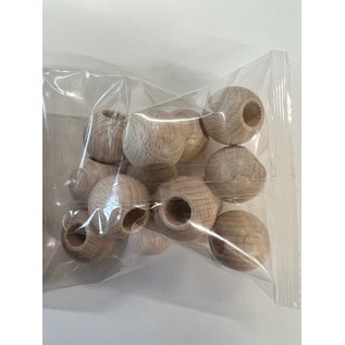 Houten parel 30mm met boorgat 12mm - 6st.