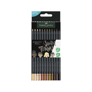 Kleurpotlood Faber-Castell Black Edition 12 stuks huidskleuren in karton etui