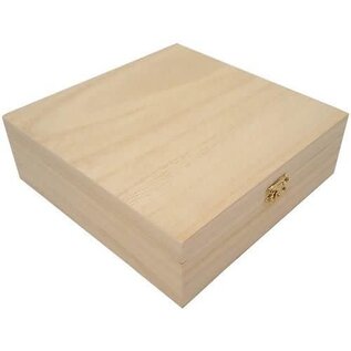 Houten kist vierkant 20,9cm x 20,9cm x 7cm