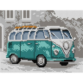 Voorgetekend stramien -  VW busje - 18X24cm