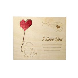 Houten postkaart " I LOVE YOU "