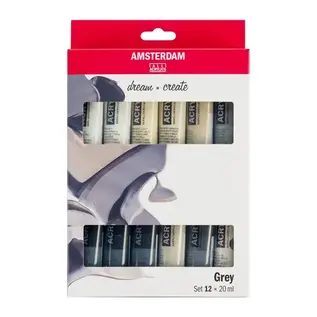 AMSTERDAM Standard Series acrylverf grijze set | 12 × 20 ml