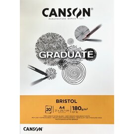 Blok 20 vellen Canson® Graduate Bristol A4 180g/m², wit