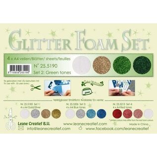 Glitter Foam Set 2 - 4 vl A4 groen / goud / zilver
