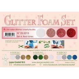 Glitter Foam Set 4 - 4 vl A4 red / wit