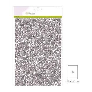 Glitterpapier 5 vel zilver +/- 29x21cm 120gr