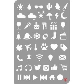 Sjabloon Bullet Journal Stencil Icons 120x180mm