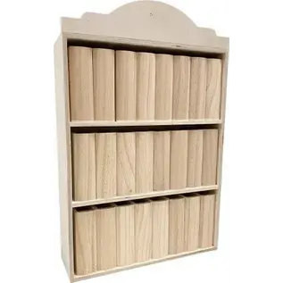 Mini boekenbast met houten boeken "LIBRARY"