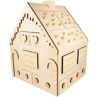 Houten peperkoek huis 26,5x23,5x33cm