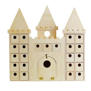 Advent kalender houten KASTEEL  42,3X6X42 CM