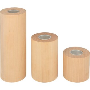 3 houten kaarshouders