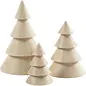 Kerstbomen van hout H: 5+7,5+10 cm, D 3,5+5,4+6,7 cm - 3st.