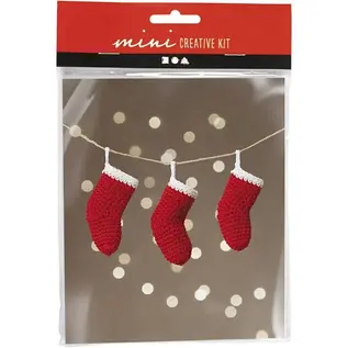 Mini haakset Kerstsokken, Rood/wit