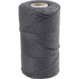 Macramé koord - 330 gr, L: 198 m, D 2 mm, Grijs