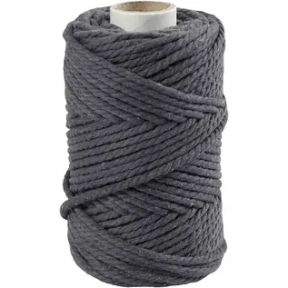 Macramé koord - 330 gr, L: 55 m, D 4 mm, Grijs