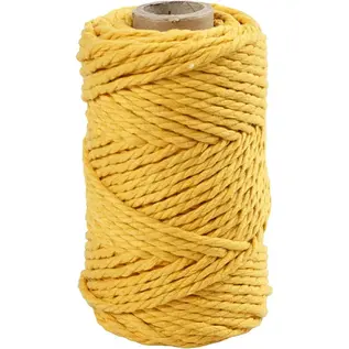 Macramé koord - 330 gr, L: 55 m, D 4 mm, Geel