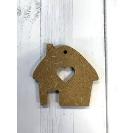 Houten figuur Huisje hanger 6mm 6x7cm