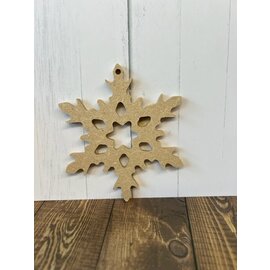 Houten figuur Sneeuwvlok hanger 6mm 10x10cm