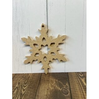 Houten figuur Sneeuwvlok hanger 6mm 10x10cm