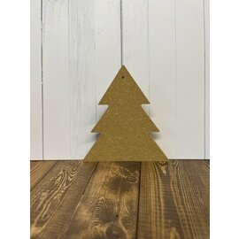 Houten figuur Kerstboom hanger 6mm 11x12cm