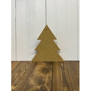 Houten figuur Kerstboom hanger 6mm 11x12cm